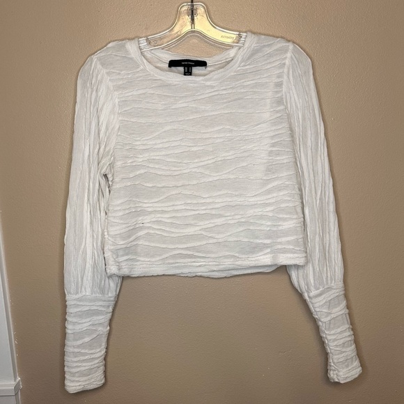 VERO MODA Ines Crinkle Pleat Recycled Crop Shirt Size Medium White - Picture 2 of 7